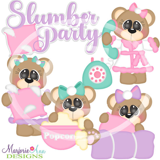 Slumber Party Bears SVG Cutting Files - Click Image to Close